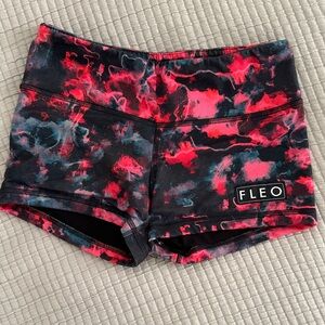 Fleo Women's Vibrant Black and Red Athletic Shorts - Small